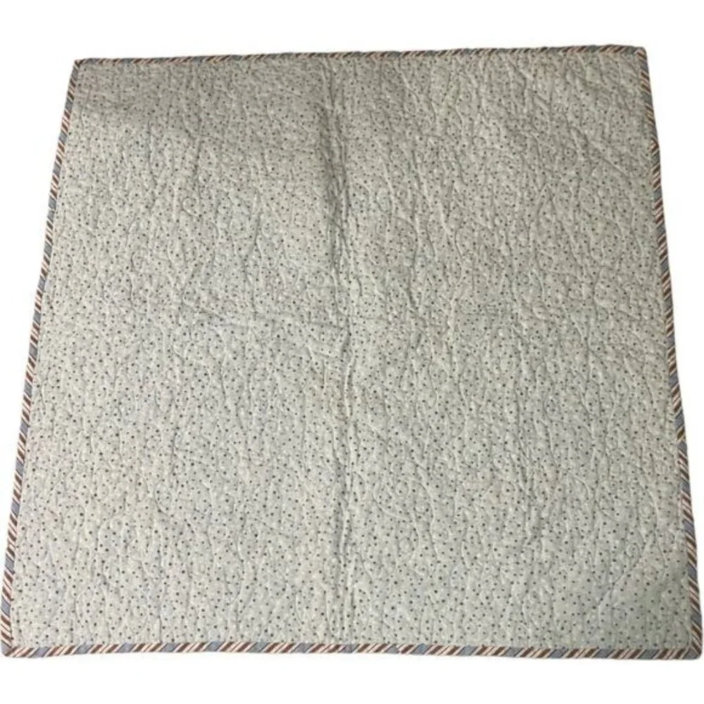 Vintage Baby Quilt With Teddy Bear & Blue Embroidery Design